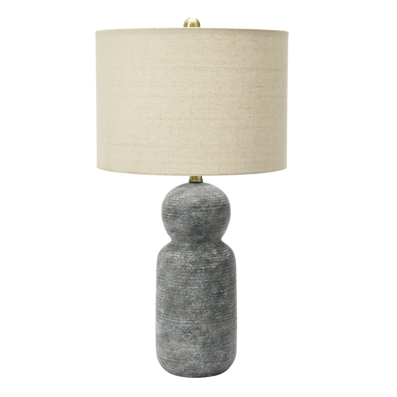 Hello Honey® 26.5" Curvy Gray Stoneware Desk Lamp with Linen Drum Shade